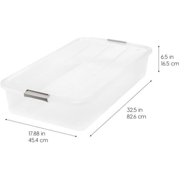 50 Qt Plastic Under Bed Storage Organizer Bin Container with Secure Lids - Picture 2 of 7